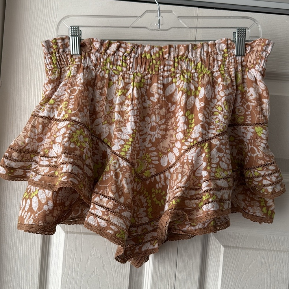Aerie Floral Brown and Green Women Shorts